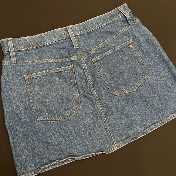 ~ Madewell 34 Skirt Stretch Denim A-Line Blue Medium Wash Pockets Zip Plus 18 - Picture 10 of 14